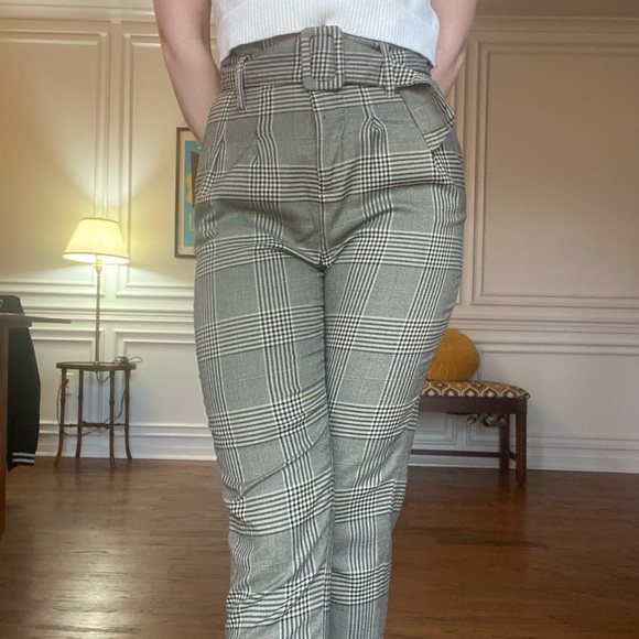 Plaid Paper Bag Pleated Pants - Picture 2 of 4